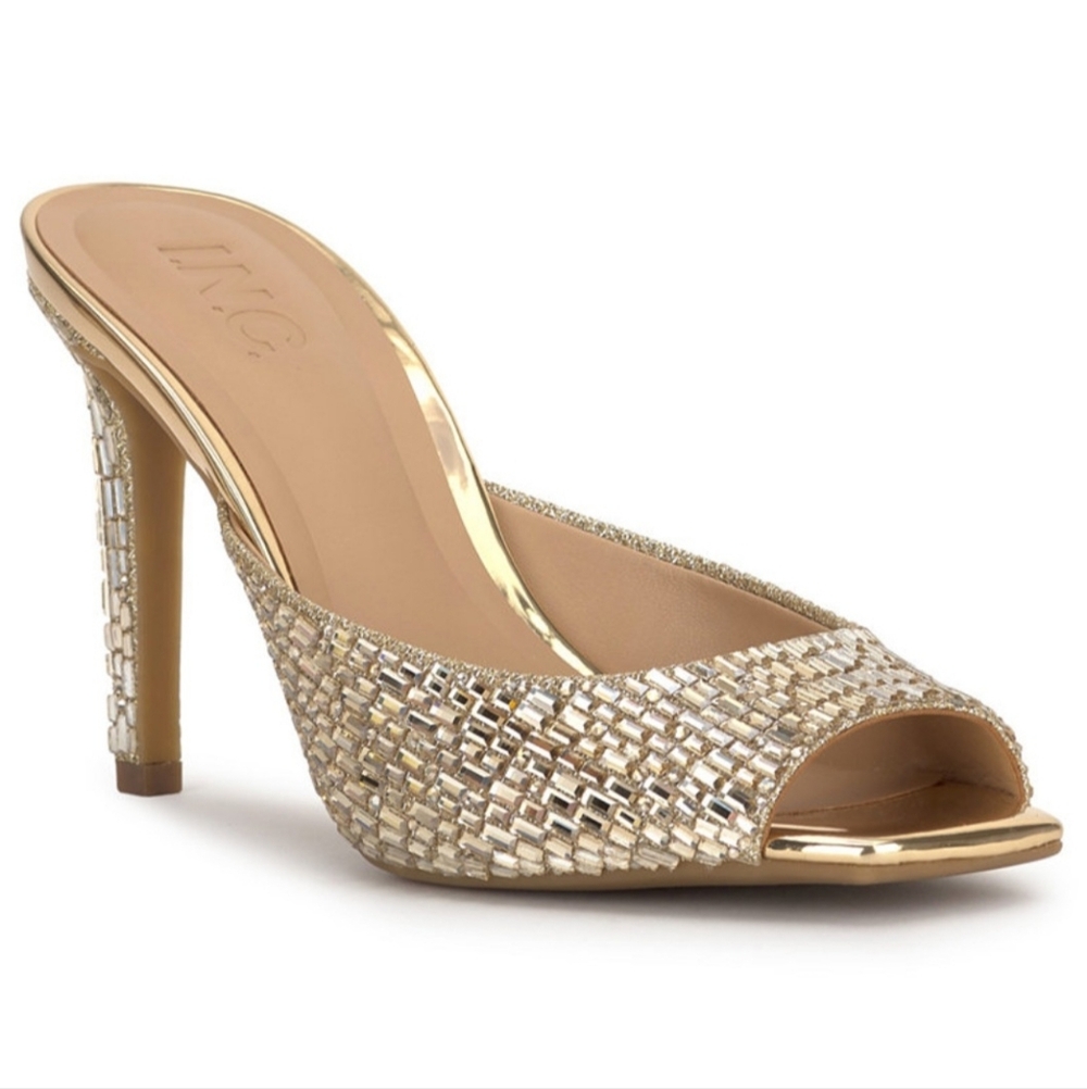 I.N.C Concepts Ramini Light Gold Bling Slides